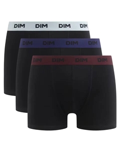 Набор из 2 эластичных хлопковых боксеров разноцветных с принтованной резинкой, черный Dim