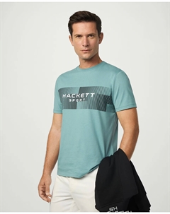 Футболка мужская с коротким рукавом и центральным лого, большие размеры, зеленый Hackett