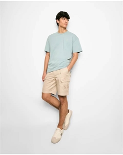 Бермуды мужские карго с нашивками светло-бежевые, бежевый Silbon