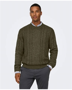 Мужской джемпер обычного кроя вязаный, зеленый Only & sons