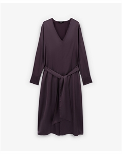 Платье макси прямой свободной формы из шелковистой вискозной ткани фиолетовое Glvr