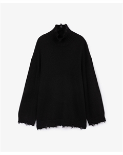 Свитер оверсайз с дестрой эффектом из пряжи с шерстью и мохером черный Glvr