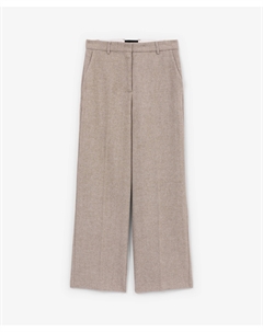 Брюки классические прямые из полушерстяного твида "в елочку" бежевые Glvr