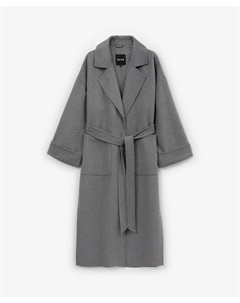 Пальто мягкой свободной формы на запах без подкладки серое Glvr