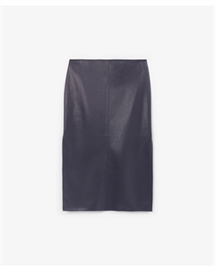 Юбка из экокожи прямая средней посадки фиолетовая Glvr