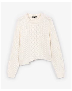 Джемпер с неровной линией низа укороченный с косами молочный Glvr