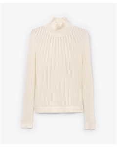 Водолазка вязаная ажурная полуприлегающего силуэта молочная Glvr