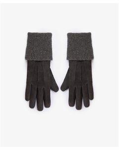 Перчатки замшевые на подкладке из тонкого велюра с вязаными манжетами серые Glvr