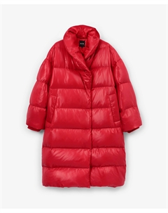 Стеганое пальто на натуральном пуху с воротником-шалькой красное Glvr