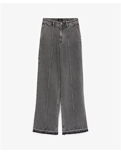 Джинсы-трубы средней посадки с открытыми срезами по нижнему краю серые Glvr