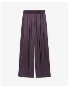 Брюки силуэта палаццо с поясом на резинке из шелковистой вискозной ткани фиолетовые Glvr