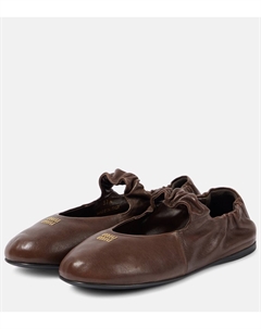 Кожаные балетки с логотипом, Radica Miu miu