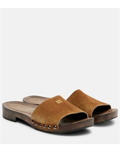 Логотип выцветшие замшевые мюли, Cannella Miu miu