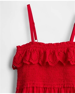Детское платье миди с воланами и сборками, красный Gap