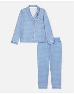 Пижама для девочки длинная на пуговицах с принтом по всей поверхности, белый Cotton juice