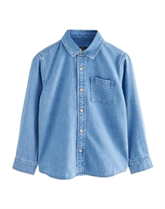 Рубашка на пуговицах классического кроя, синий деним Next