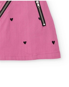 Детская юбка в розовом цвете с сердечками и диагональной молнией, розовый Tuc tuc