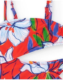 Асимметричный купальник для девочки с цветочным принтом, красный Tuc tuc