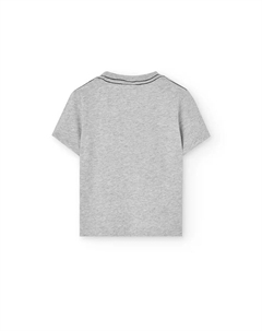 Детская футболка с коротким рукавом и принтом спереди, светло-серый Boboli