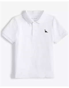 Детская однотонная поло с динозаврами для мальчиков 2T-4T, белый Epic threads