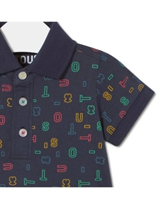 Детский хлопковый поло для мальчика с разноцветным логотипом в виде букв, темно-синий Tous