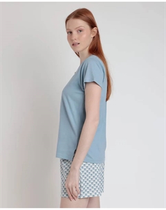 Женская короткая пижама из трикотажа с принтом, синий Admas