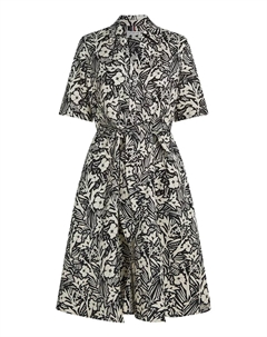 Короткое платье с завязкой на талии и цветочным принтом, черный Tommy hilfiger