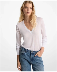 Женский свободный джемпер с V-образным вырезом, белый Michael michael kors