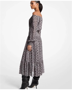 Воздушное миди-платье с открытыми плечами, серый Michael michael kors