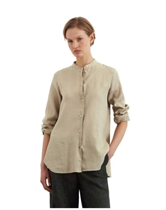 Женская льняная рубашка А-силуэта с воротником-стойкой, естественный Marc o'polo