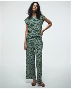 Брюки плиссированные с принтом, зеленый Сфера