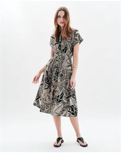 Миди-платье с цветочным принтом и короткими рукавами, черный Caroll