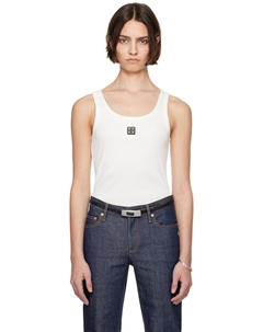 Хлопковая майка-лодочка с металлическим логотипом, белый Tory burch