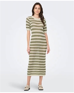 Длинное ажурное платье из трикотажа с коротким рукавом, зеленый Jdy