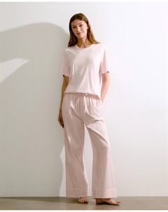 Женская пижама с коротким рукавом и полосатыми брюками, розовый Enfasis