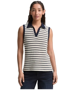 Женский полосатый безрукавный джемпер, темно-синий Tom tailor