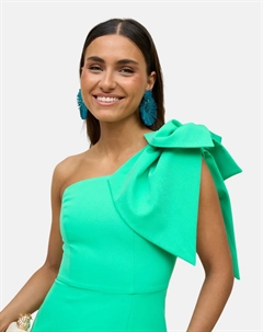 Платье с разрезом сзади и деталью в виде банта на плече, зеленый Miphai