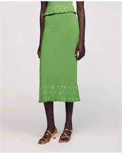 Юбка из трикотажа с подвесками, зеленый Sandro