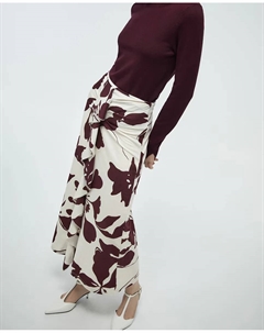 Юбка-колокол из льна, бордовый Сфера