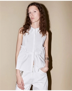 Рубашка с жабо и оборками, белый Сфера