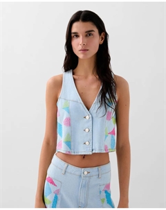 Женский джинсовый жилет из хлопка, светло-голубой Scalpers