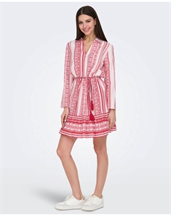 Длинное платье с длинным рукавом в принт, красный Jdy