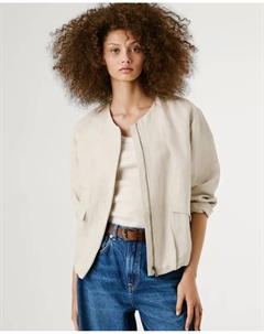 Женская куртка-бомбер в рубчик, бежевый Pepe jeans