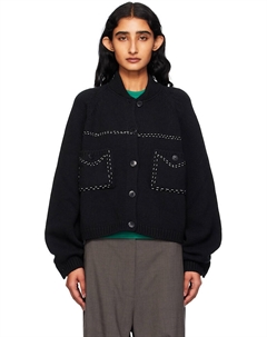 Кардиган из мериносовой шерсти с прострочкой, черный Cordera