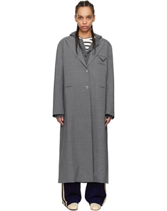 Длинное шерстяное пальто в полоску, серый Cordera