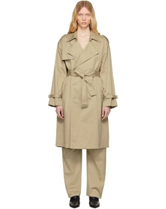 Двусторонний легкий хлопковый тренчкот из твила, цвет sand Mm6 maison margiela