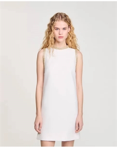 Короткое платье с деталями из страз, белый Sandro