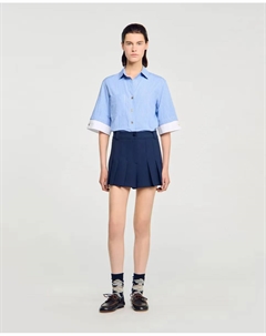 Шорты Short de mujer de traje con pliegues, темно-синий Sandro