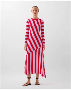 Миди-платье с асимметричным подолом, красный/белый Scalpers