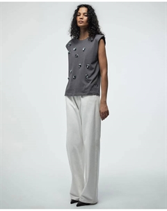 Футболка с аппликацией на плечах, темно-серый Сфера